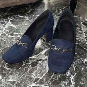 Jenn Ardor Navy Suede Women's Loafers/Heels